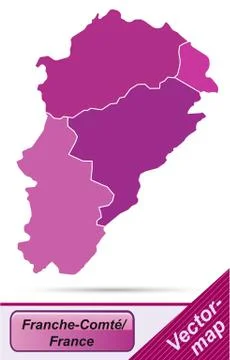 Map of franche-comte with borders in violet Stock Illustration