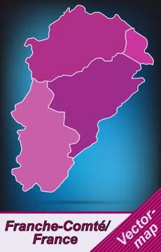 Map of franche-comte with borders in violet Stock Illustration