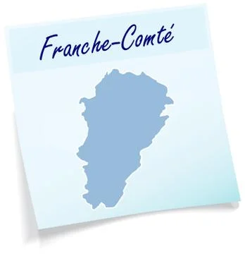 Map of franche-comte as sticky note Stockillustratie