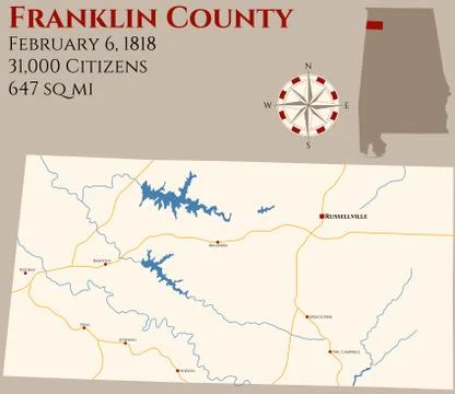 Map of Franklin County in Alabama Stock Illustration