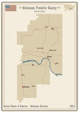 Map of Franklin County in Arkansas Stock Illustration