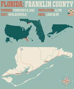 Map of Franklin County in Florida Stock Illustration