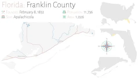Map of Franklin County in Florida Stock Illustration