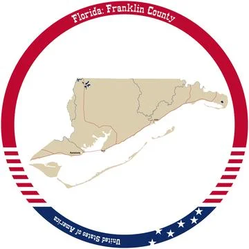 Map of Franklin County in Florida, USA arranged in a circle. Stock Illustration