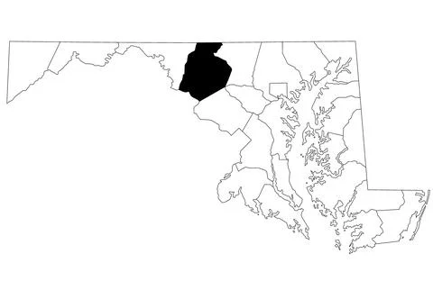 Map of Frederick County in Maryland state on white background. single Count.. Illustrazione stock