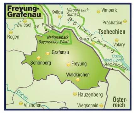 Map of freyung grafenau as an overview map in green Stock Illustration