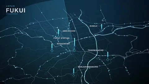 Map of Fukui Stock Footage 340991969