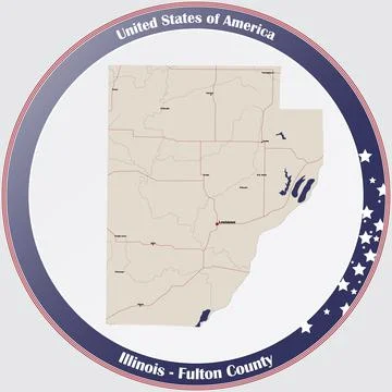 Map of Fulton County in Illinois Stock Illustration