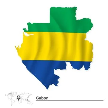 Map of Gabon with flag Stock Illustration