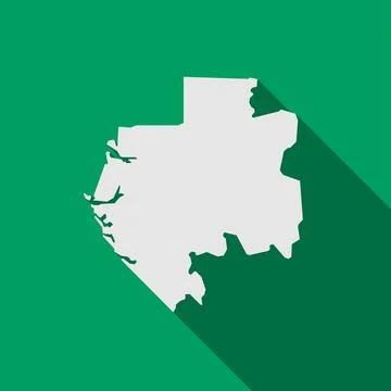 Map of Gabon on green Background with long shadow Stock Illustration