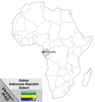 Map of gabon with main cities in gray Stock Illustration