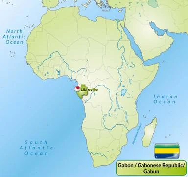 Map of gabon with main cities in green Stock Illustration