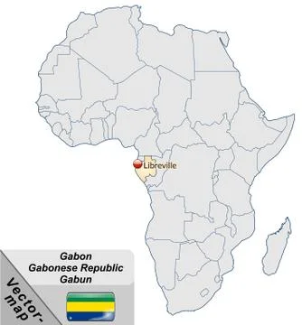 Map of gabon with main cities in pastel orange Stock Illustration