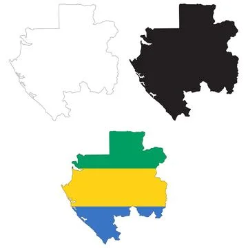 Map Gabon on white background. Gabon Map Outline. Gabon vector map Stock Illustration