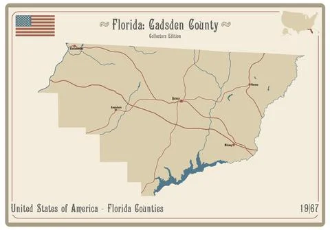 Map of Gadsden County in Florida Иллюстрация
