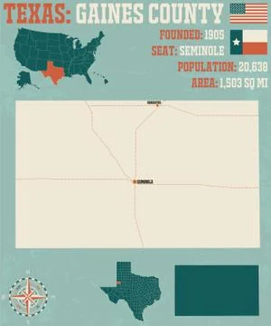 Map of Gaines county in Texas Stock Illustration