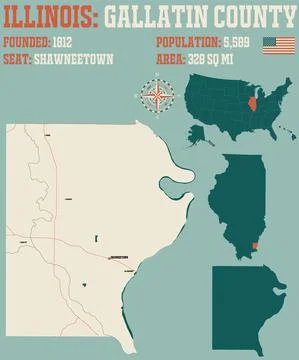 Map of Gallatin County in Illinois Stock Illustration