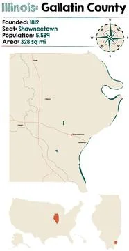 Map of Gallatin County in Illinois Stock Illustration