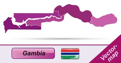 Map of gambia with borders in violet Stock Illustration