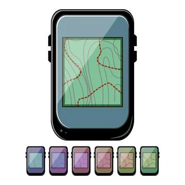 Map gandheld gps cartoon vector graphic Stock Illustration