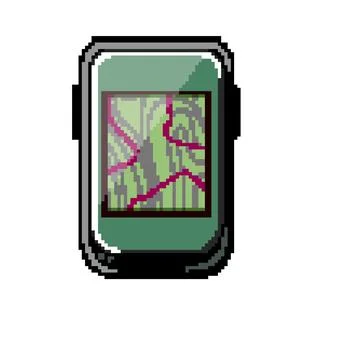 Map gandheld gps pixel art vector illustration 스톡 일러스트