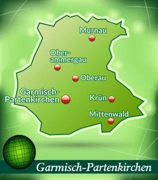 Map of garmisch-partenkirchen with abstract background in green Stock Illustration