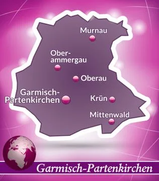 Map of garmisch-partenkirchen with abstract background in violet Illustrazione stock