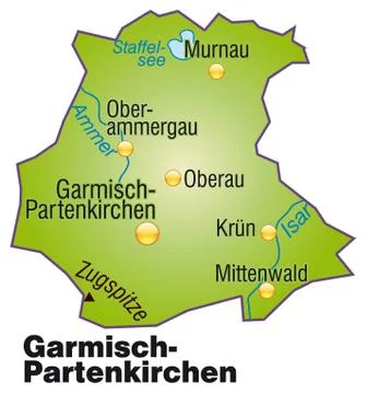 Map of garmisch-partenkirchen as an overview map in green Illustrazione stock