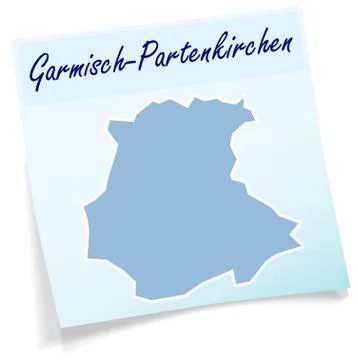 Map of garmisch-partenkirchen as sticky note Illustrazione stock