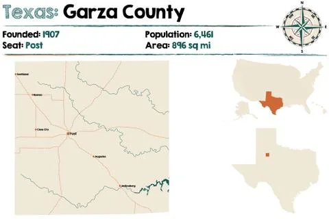Map of Garza county in Texas Stock Illustration