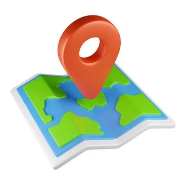 Map with geolocation pin, gps system Illustrazione stock