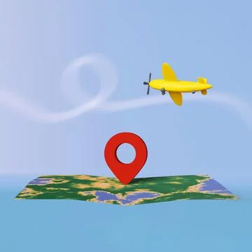 Map with geolocation pin point 3d rendering banner. Red GPS location marker.. Stock Illustration