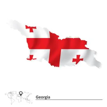 Map of Georgia with flag Stock Illustration