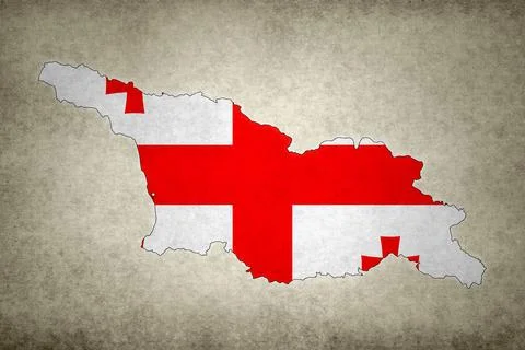 Map of Georgia with its flag on a paper Stock Illustration