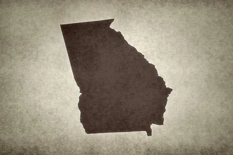 Map of Georgia printed on an old paper Stock Illustration