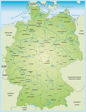 Map of germany with aquatic network Stock Illustration
