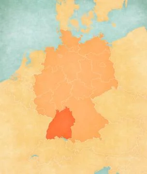 Map of Germany - Baden-Wurttemberg Stock Illustration