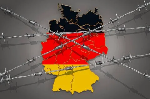 Map of Germany with barbed wire, 3D rendering Map of Germany with barbed w... Stock Photos