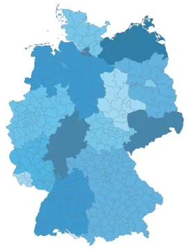 Map of germany with borders in blue Illustrazione stock