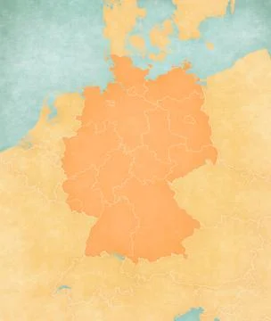 Map of Germany with Borders of States Stock Illustration