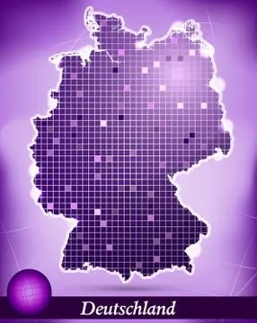 Map of germany with borders in violet Ilustración de archivo