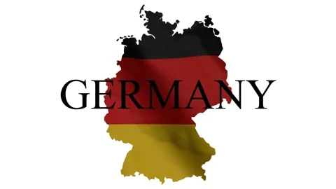 Map of Germany in colors of German flag isolated on white background. Fluttering Stock Footage 201259182