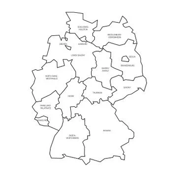 Map of Germany devided to 13 federal states and 3 city-states - Berlin, Bremen Illustrazione stock