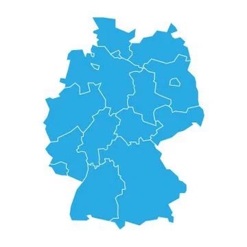 Map of Germany devided to 13 federal states and 3 city-states - Berlin, Bremen Stock Illustration