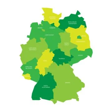 Map of Germany devided to 13 federal states and 3 city-states - Berlin, Bremen 스톡 일러스트