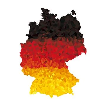 Map of Germany drawn with polygons. Stock Illustration