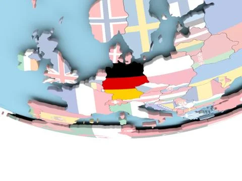 Map of Germany with flag on globe Stock Illustration