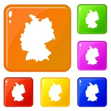 Map of Germany icons set vector color Illustrazione stock