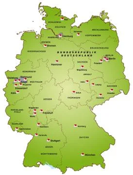Map of germany as an infographic in green Stock Illustration