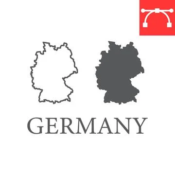 Map of Germany line and glyph icon, country and geography, germany map sign Stock Illustration